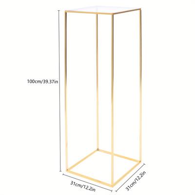 TEMU 1pc 100cm High Floor Stand With Acrylic Tray Metal Potted Plants Display Holder Flower Stand Flower Arrangement For Wedding Party Dinner Centerpiece Decor Image