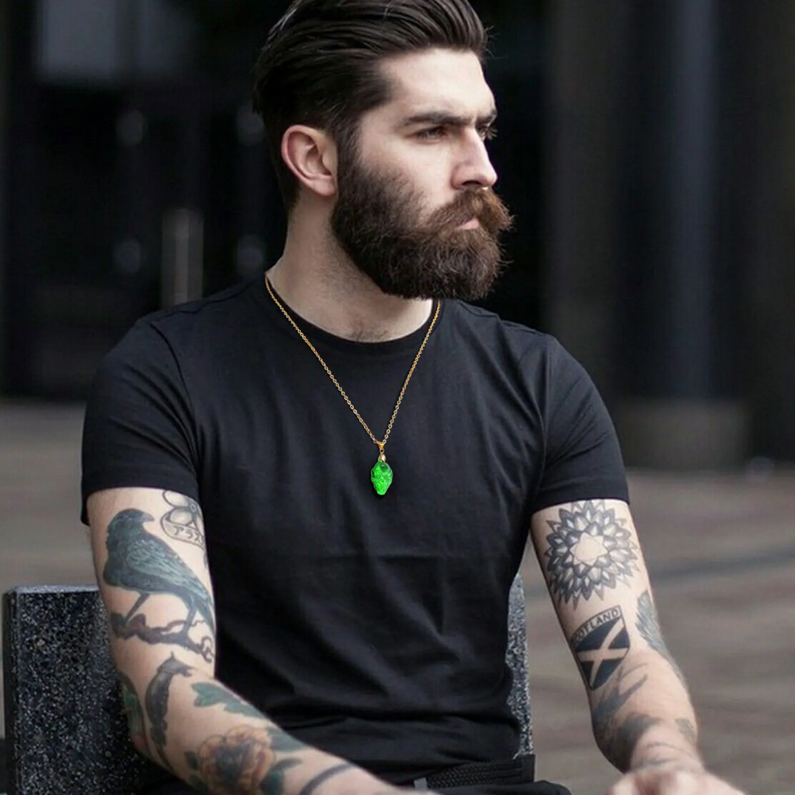 Vnox Fox Queen Simulierte Jadestein-Halskette, neunschwänzige Fuchs-Märchen-Heil-Halskette für Frauen, Tierhalsband Image