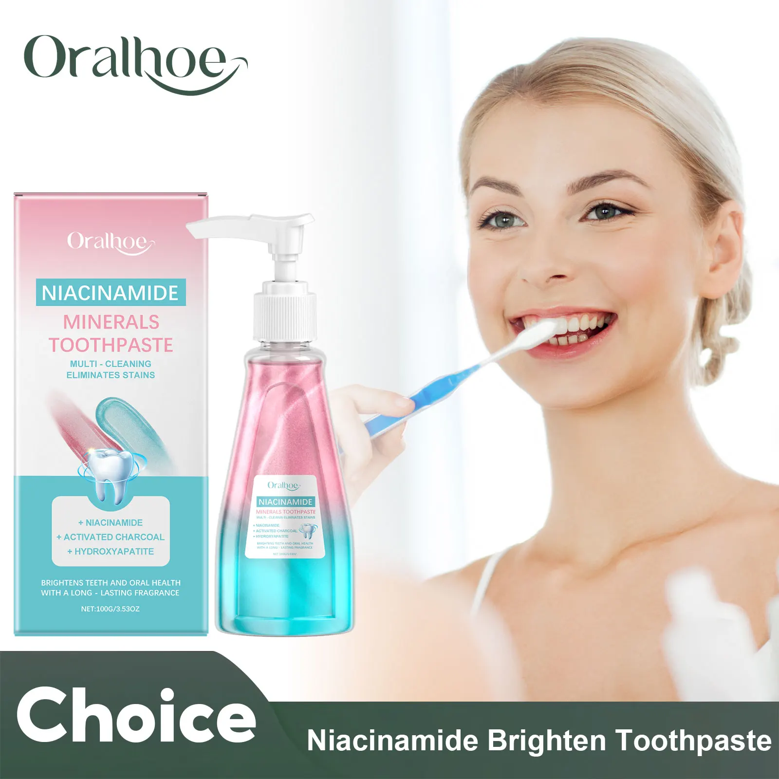 Niacinamid Bleaching Zahnpasta Entfernen Zahnstein Reduzieren Zahn Plaque Flecken Reinigen Mundhygiene Atem Zähne Bleaching Zahnpasta Image