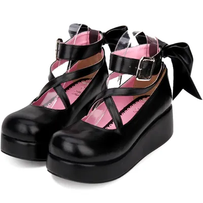 Neue japanische Stil Lolita Schuhe süße Prinzessin Schuhe Mädchen Plateauschuhe mit Schleife Anime Halloween Cosplay Schuhe für Frauen Image