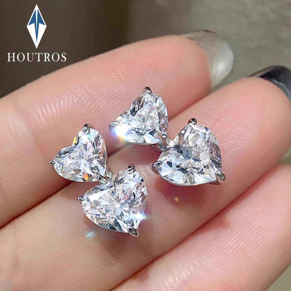 D Farbe Herz Cut Moissanit Tropfen Ohrringe für Frauen 2-6 Karat Herz Form Stud Ohrring 925 Sterling Silber Party hochzeit Schmuck