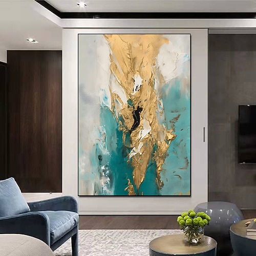 handgefertigte Ölgemälde Leinwand Wandkunst Dekoration moderne abstrakte goldene Textur für Zuhause Wohnzimmer Dekor gerollt rahmenloses ungedehntes Gemälde Image