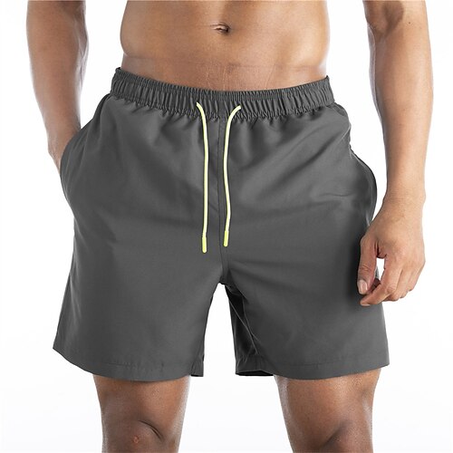 Herren Boardshorts Badeshorts Badehose Einfarbig Kordelzug Mit Taschen Schnelltrocknend Mit Taschen Boardshorts Unterteile Surfen Strand Wassersport Sommer Image