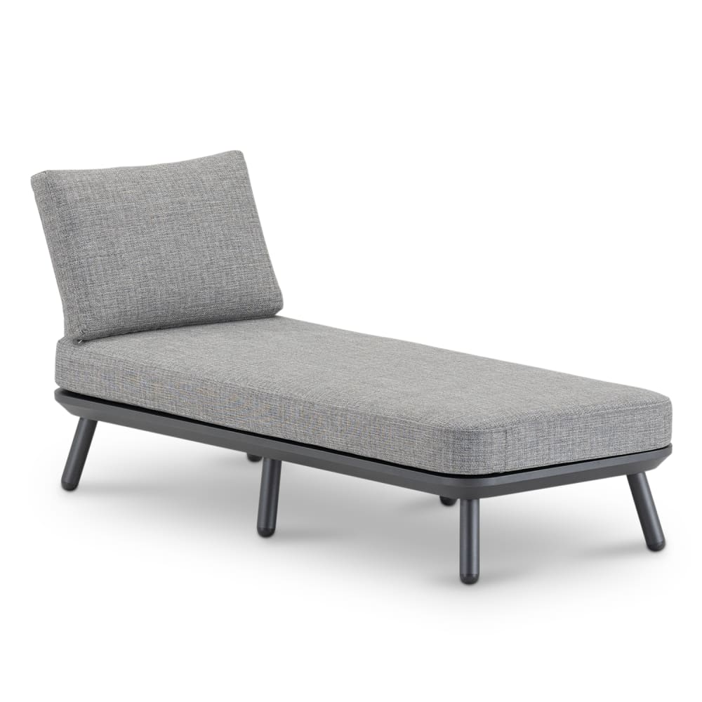 Chaise longue de jardin anthracite et corde grise