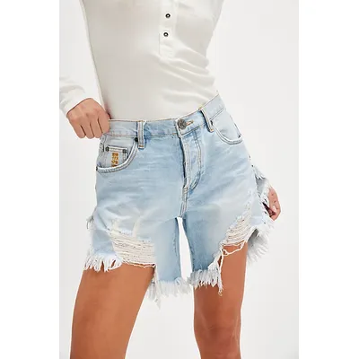OneTeaspoon Frankies Cutoff Shorts at Free People in Blue Heart, Size: 26