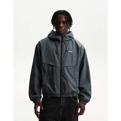 Bershka Hooded Technical Jacket Men Xl Dark Grey