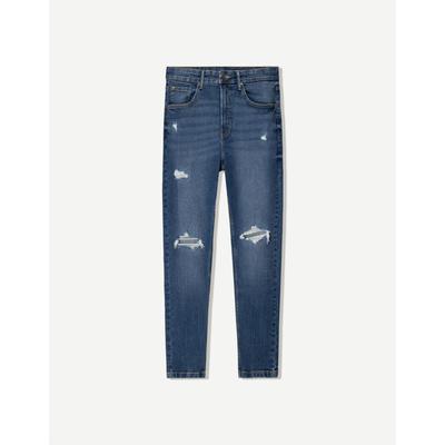 Bershka Ripped Carrot Fit Jeans Men 34 Blue