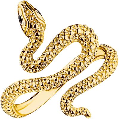 Fingerring THOMAS SABO "Schlangen-Optik Tempting Romance, TR2483-427-39-52-60, -664-21-52-60" Gr. 52, schwarz (gelbgoldfarben, schwarz), Fingerringe, Damen, 52, Silber 925 (Sterlingsilber), 2,7mm Image