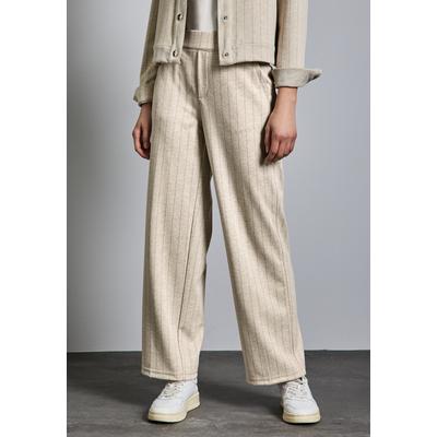 Stoffhose STREET ONE, Damen, Gr. 46, Länge 30, beige (sheer beige meliert), Stoff, 70% Polyester, 26% Viskose, 4% Elasthan, gestreift, casual, gerade lang, Hosen, mit seitlichen Einschubtaschen Image