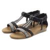 Sandale LASCANA "Sommerschuh", Damen, Gr. 40, schwarz, Obermaterial: 100% Lederimitat. Futter: 100% Lederimitat. Decksohle: 100% Lederimitat. Laufsohle: 100% Lederimitat, unifarben, Glitzer, modisch, Schuhe, mit Glitzersteinen, kleiner Keilabsatz,...