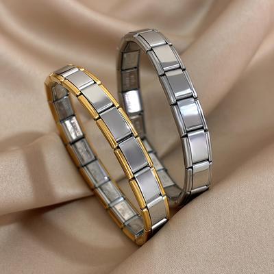 TEMU 2pcs/set Stainless Steel Bracelet - Detachable, Stretchable Image