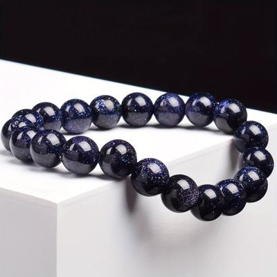 TEMU Handcrafted Sandstone Beaded Bracelet - Vintage Style Jewelry With Dark Beads, Perfect Gift For Family & On Thanksgiving And Christmas Image