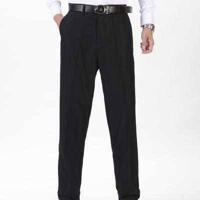 TEMU Plus Size Slim-fit Men's Dress Pants - Elegant Solid Color, High-quality Polyester , Straight Leg With Pockets, Machine Washable For Business & Casual, 0xl-5xl, Plus Size Pants, Plus Size Image