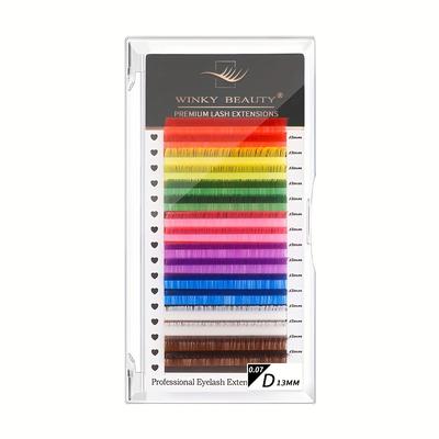 TEMU 16 8 Colors Mix Eyelashes Makeup High Natural Synthetic Mink Rainbow Eyelash Extension Supplies Image