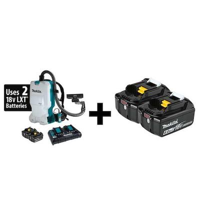 MAKITA XCV17PG/BL1860B-2 Backpack Vacuum Kit,HEPA,Disposable Bag