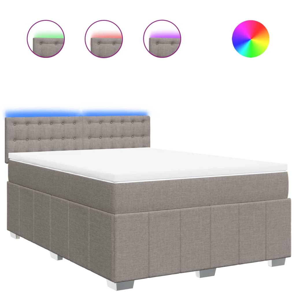 vidaXL Boxspringbett mit Matratze Taupe 140x190 cm Stoff Image