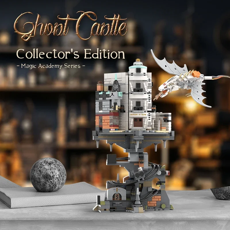 1056PCS MOC Gringotts Wizarding Bank Building Blocks Set Creativo Mondo Magico Drago Mini Modello di Mattoni Puzzle Giocattoli Regalo per Per Adulti