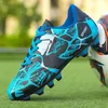 Günstige blaue Fußballschuhe Kinder Turnschuhe Fußballschuhe Kinder Fußball Turnschuhe rutschfeste lange Spikes Trainingsschuhe Jungen Trainer