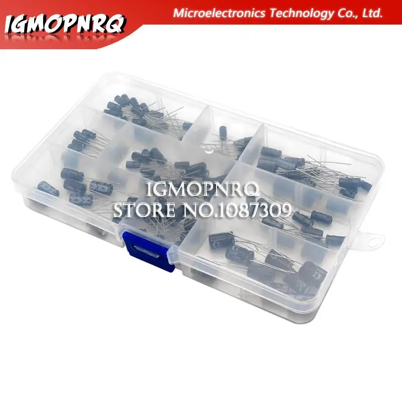 120 Stück 12 Werte 1uf-470uf Aluminium-Elektrolytkondensator-Sortiments kit 16V-50V Elektrolyt kondensatoren Sortimentbox-Set Image