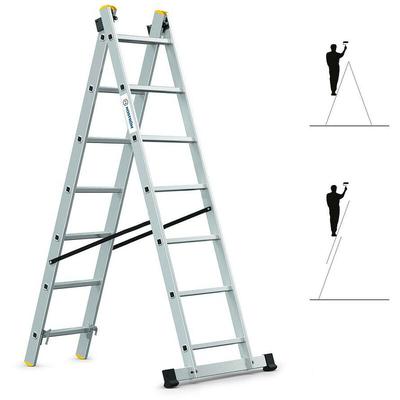 Hoström - StablePRO2X7] Leiter mit 2 Ebenen StablePRO 2x7 Stufen Arbeitshöhe max 4,25m Hostrom Image