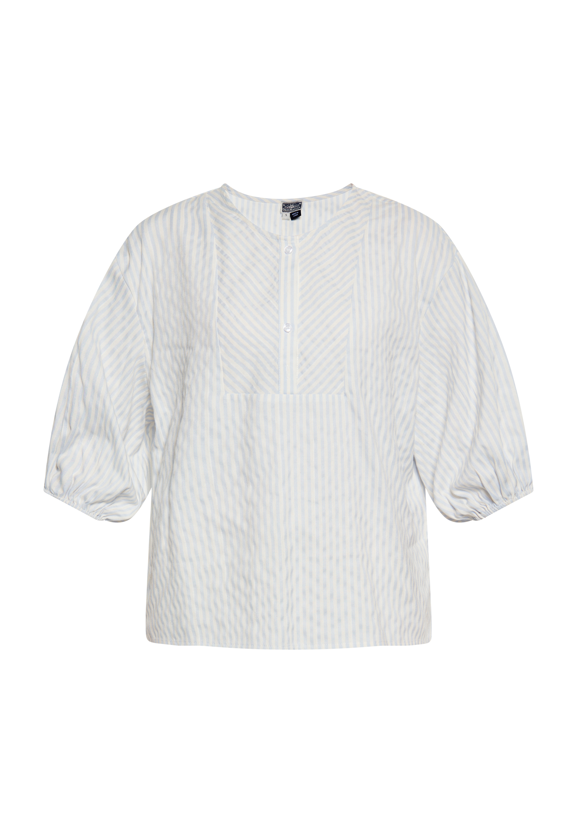 Dreimaster Bluse Damen hellblaues Wollweiß Image