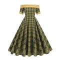 Elegant 1950er Vintage inspiriert Knielang Kleid A-Linie Kleid Teekleid Karomuster A-Linie Damen Weihnachten Karneval Neujahr Heimkehr Alltagskleidung Junggesellinnenabschiedsparty Erwachsene