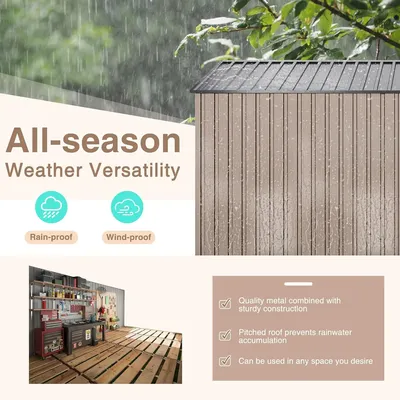 Metal Garden Shed with Updated Frame Structure, Tool Sheds for Backyard Garden Patio Lawn