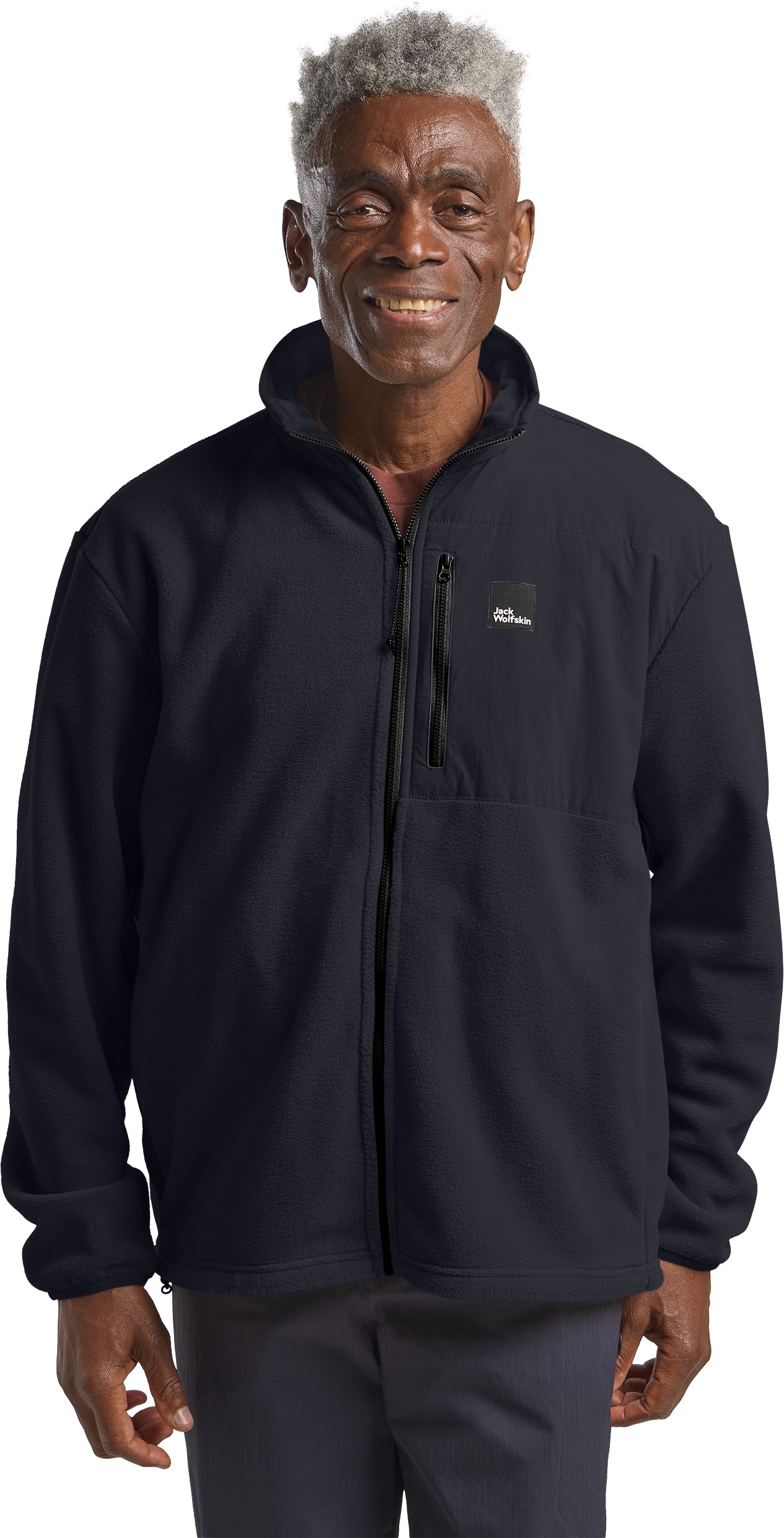 Fleecejacke JACK WOLFSKIN "SUMETRO FZ M", Herren, Gr. L (52), blau (schwarz, navy), Obermaterial: 100% Polyester; Futter: 100% Polyester, Jacken Fleecejacke