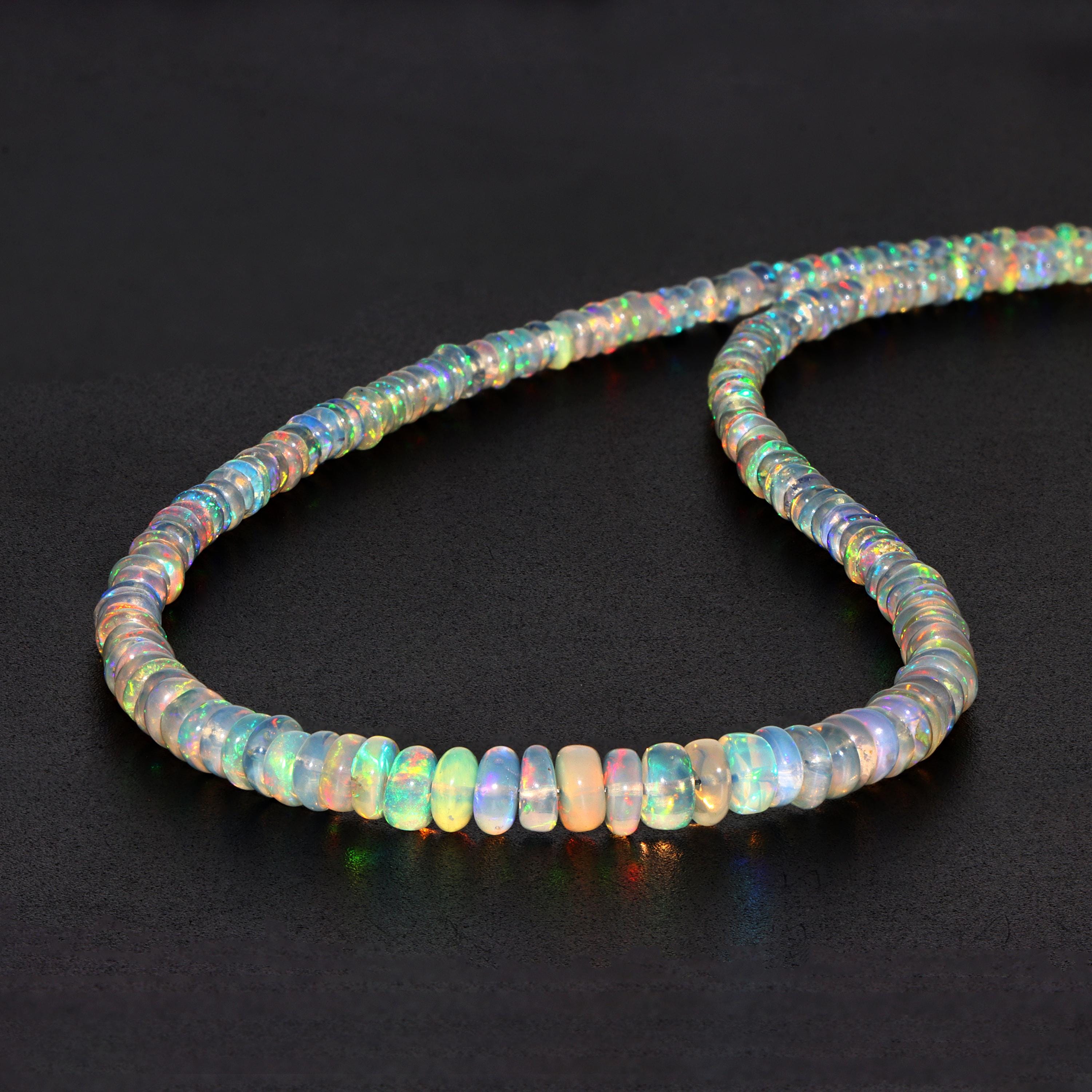 Natürliche Opal Perlen Halskette, Plain Roundel Opal Halskette, Feuer Opal Stein Perlen Halskette, Opal Stein Perlen Schmuck Halskette,
