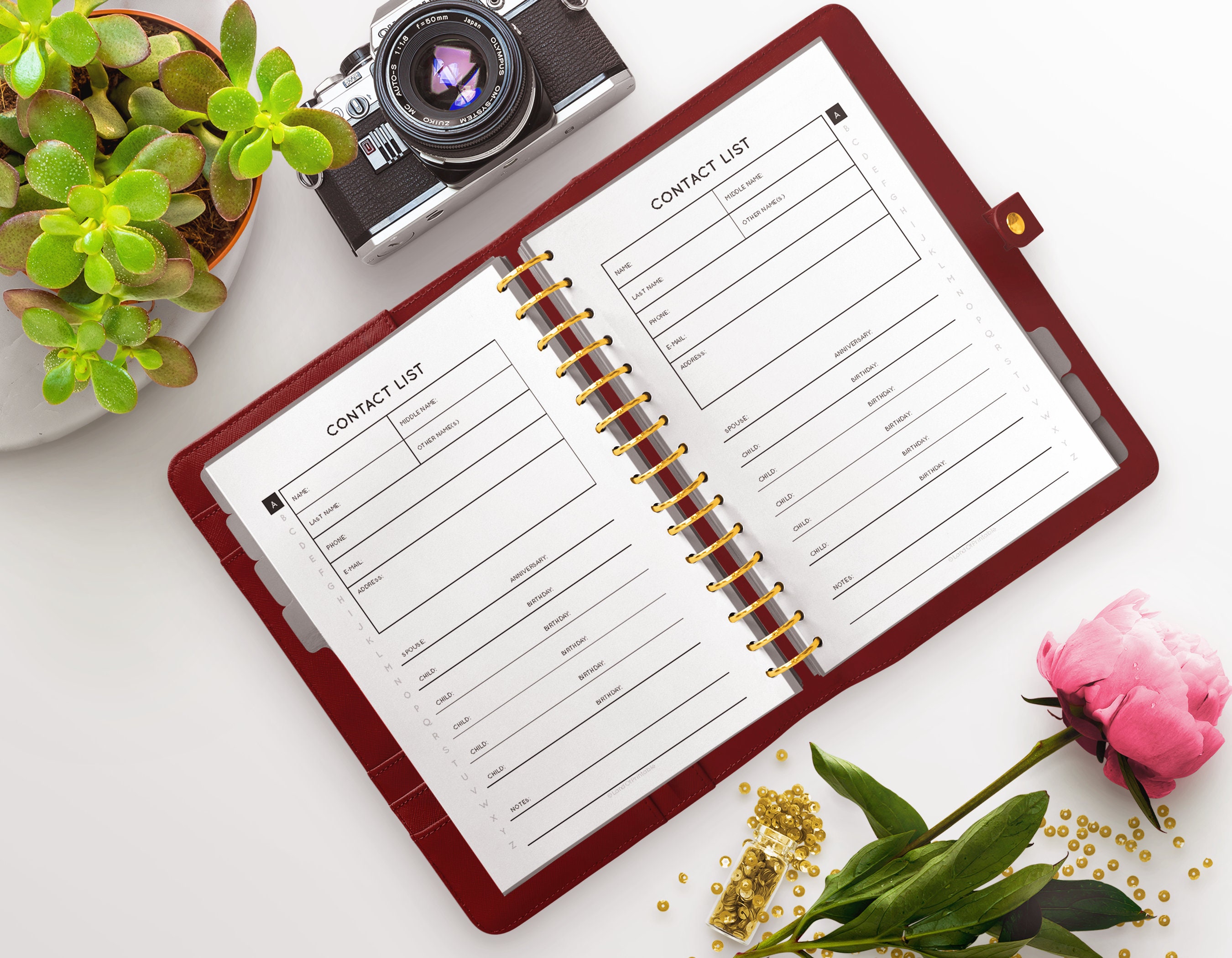 Carnet d'adresses détaillé, Carnet d'adresses avec onglets, Liste de contacts, Carnet d'adresses rechargeable, Informations de contact, Log Pocket XL,