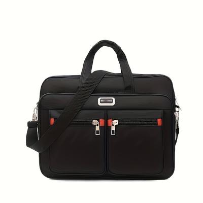 TEMU Men's And Women's Oxford Cloth Bag - Durable, Adjustable Shoulder Strap Business Briefcase And Travel Handbag, Black Image