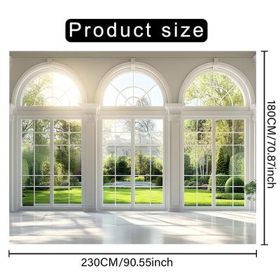 TEMU 1pc Garden Scenery Backdrop Banner, Polyester Wall Decoration For Photo Booth, Birthday, Anniversary Party Supplies, Holiday Ornaments, Easy To Hang Indoor/outdoor Image