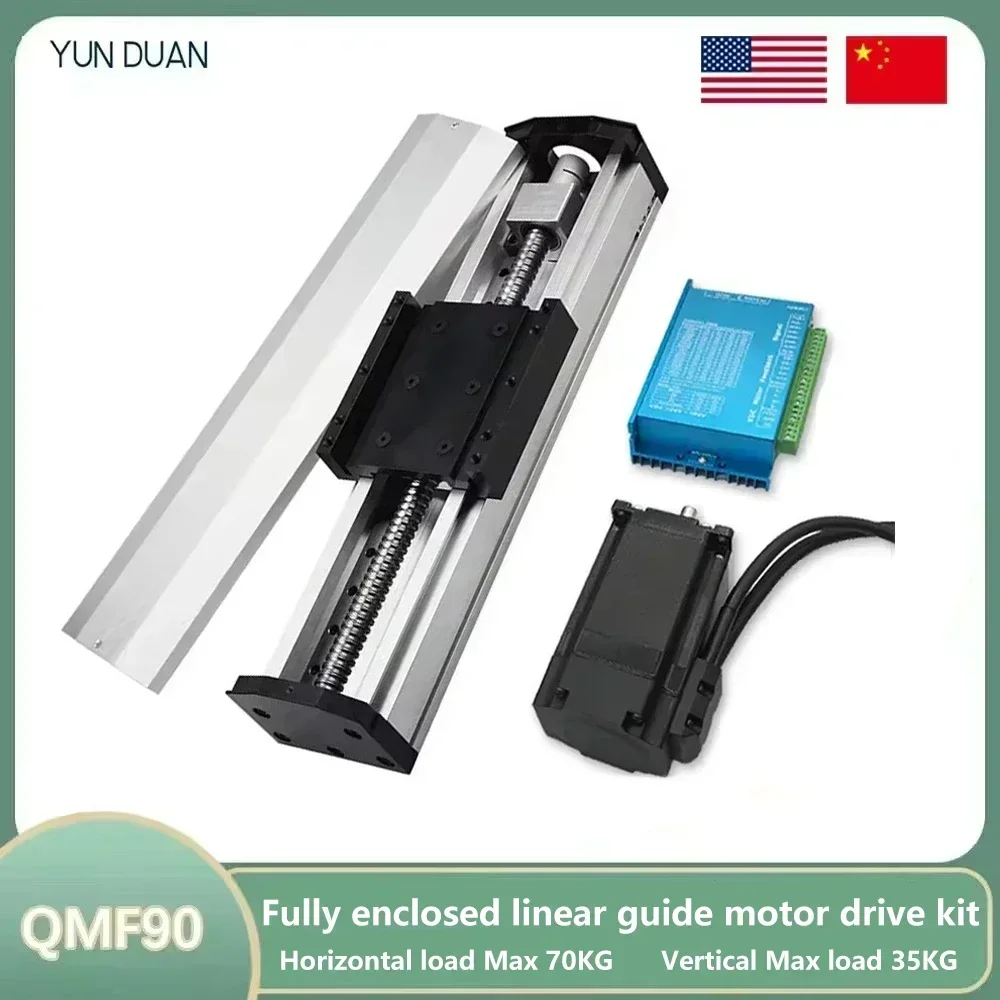 Vollständig geschlossener Linearführungsmotor-Antriebssatz, 90 mm breit, Kugelumlaufspindel, Schiebetisch, SFU1605, sauberer Raum, einachsiger Roboter, 4 Stück MGN12C Image