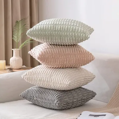 2er-Pack neutrale dekorative Kissenbezüge 45,7 x 45,7 cm für Wohnzimmer, Couch, Bett, Sofa, rustikale Bauernhaus-Boho-Heimdekoration Image