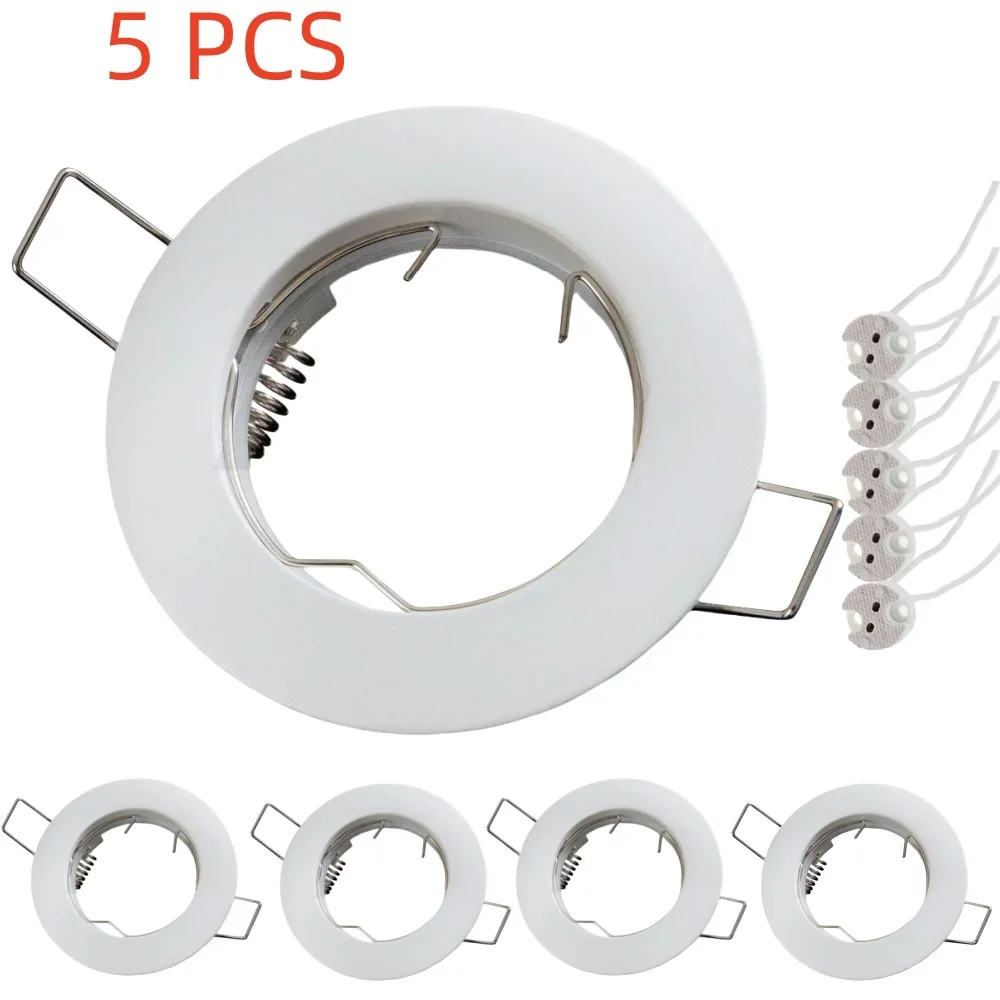 5 Stück LED-Einbau-Downlight-montierter Rahmen, rund, mit MR16-Lampenfassung, Schnittloch, 60 mm Deckenstrahler, passende Leuchte