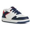 Sneaker GEOX "J WASHIBA BOY", Kinder, Gr. 30, bunt (weiß, navy, rot), Synthetik, Textil, sportlich, Schuhe, Retro Sneaker, Schlupfschuh im Skater-Look