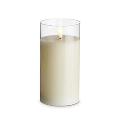 RAZ Imports 4324018 - 3" x 6" Ivory Wax Clear Glass LED Pillar Candle with Timer