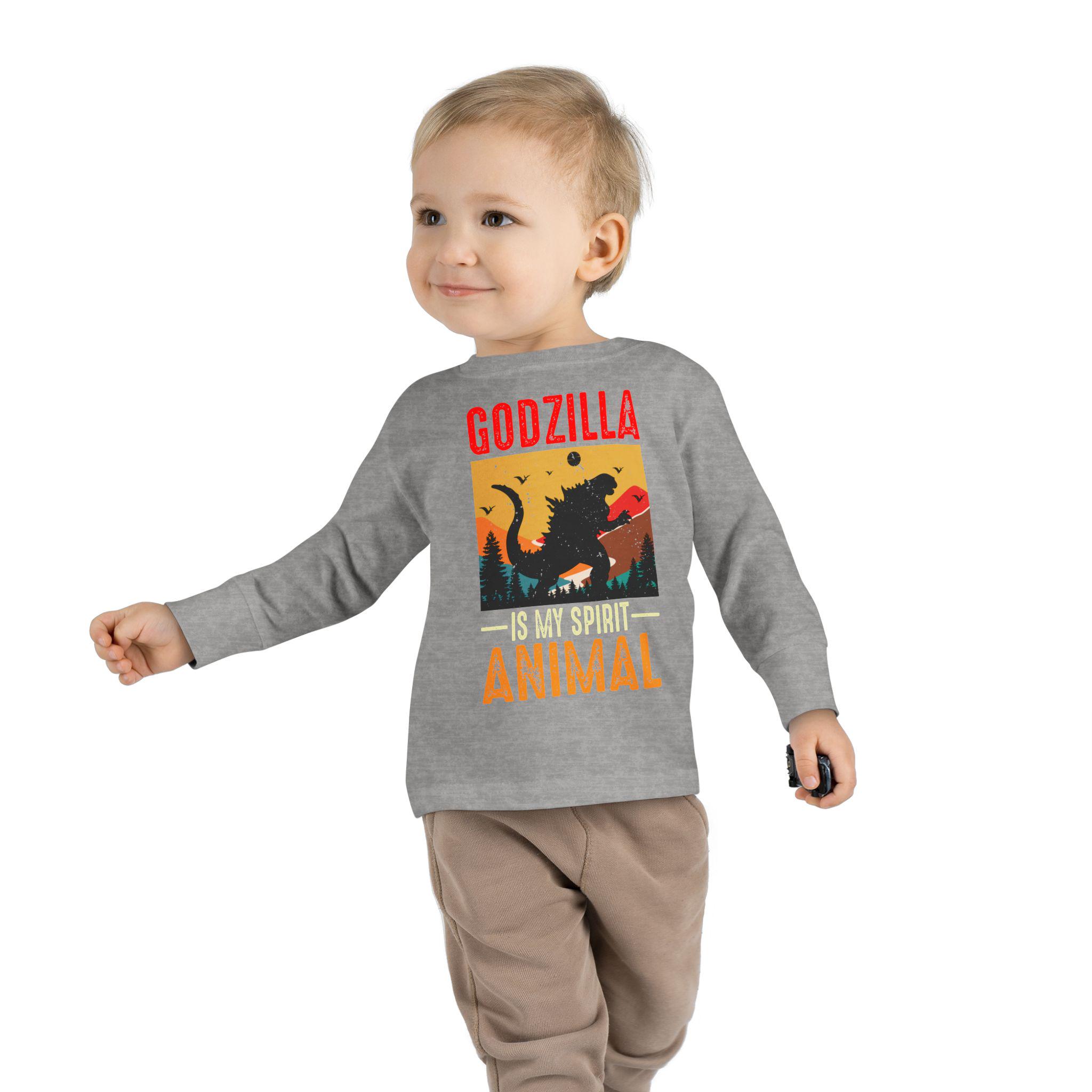 Godzilla Design Manica Lunga, Godzilla Manica Lunga per Bambini, Godzilla Manica Lunga, Manica Lunga, Maglietta Manica Lunga per Bambini