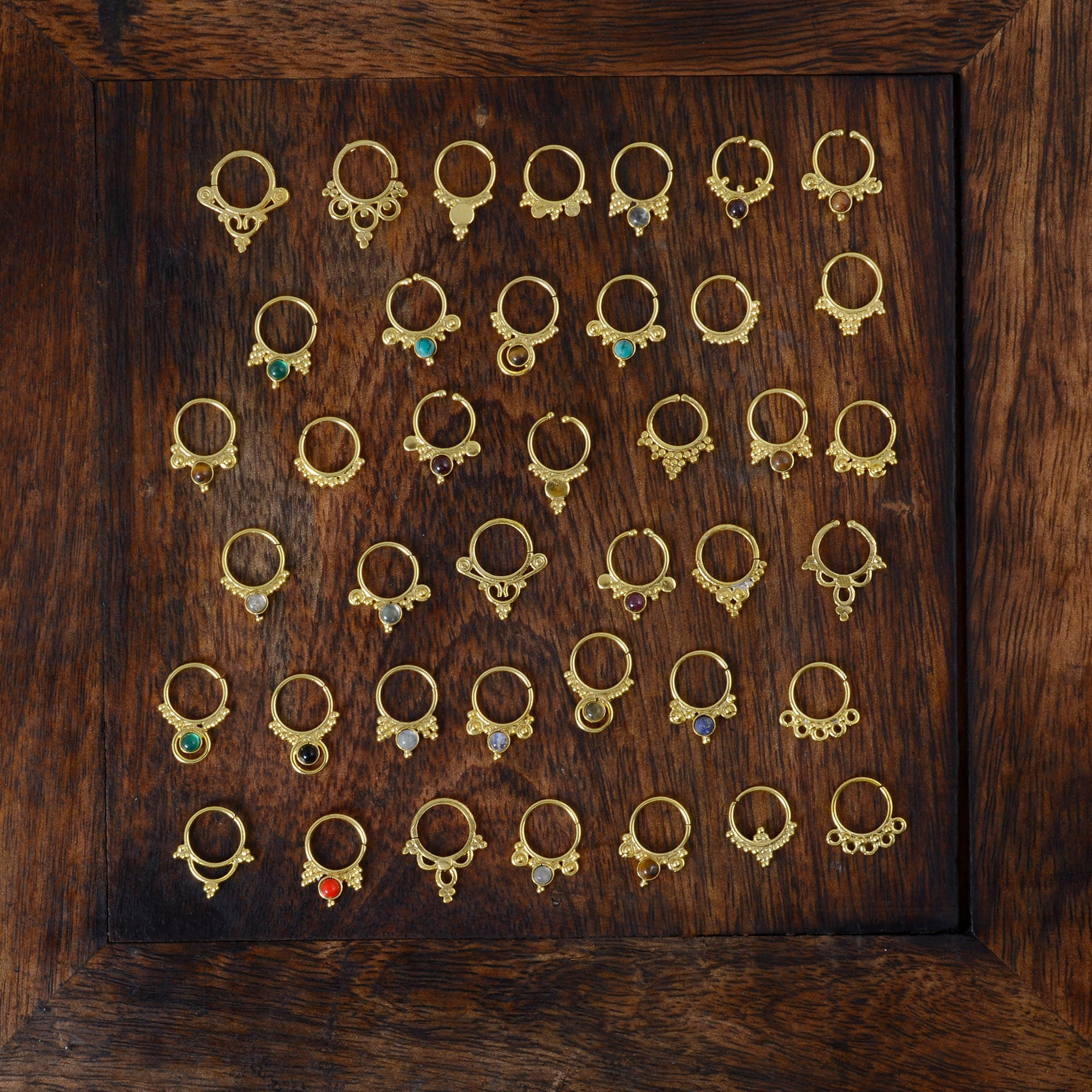 Setto nasale indiano da 10 pezzi, setto nasale in ottone, anello nasale, setto nasale in oro, setto nasale, piercing al setto nasale, anello nasale a