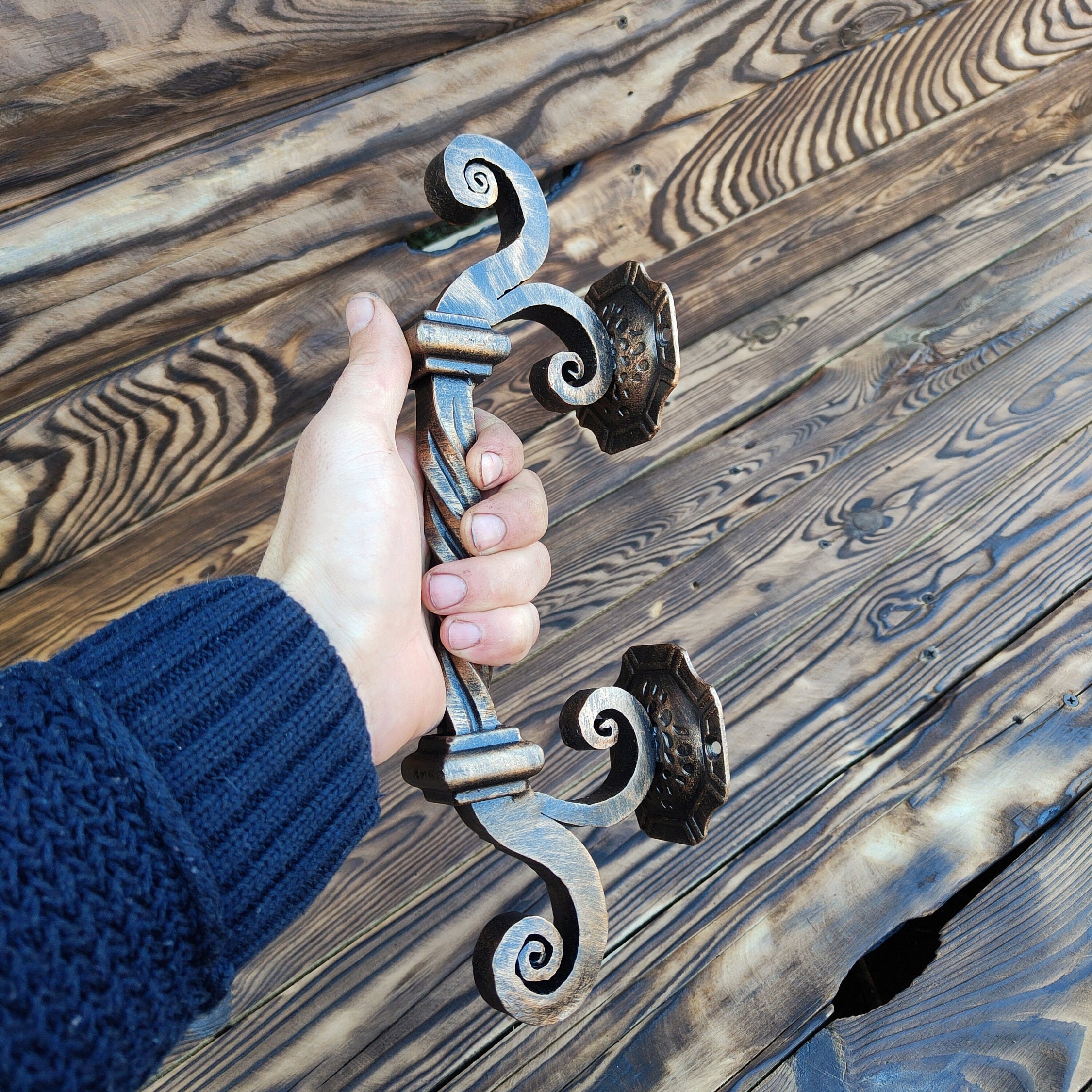 Ferramenta per porte, Pomelli per porte, Maniglia per porte in ferro massiccio, Maniglia per porte in ferro battuto, Pomello per armadietto in ferro m