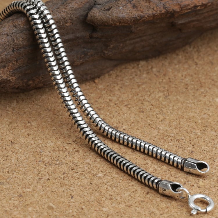 Catena a serpente in argento Sterling, catena a serpente in argento Sterling, collana a catena a serpente in argento 925 da 3 mm, 20, 22, 24, 26, 28 p
