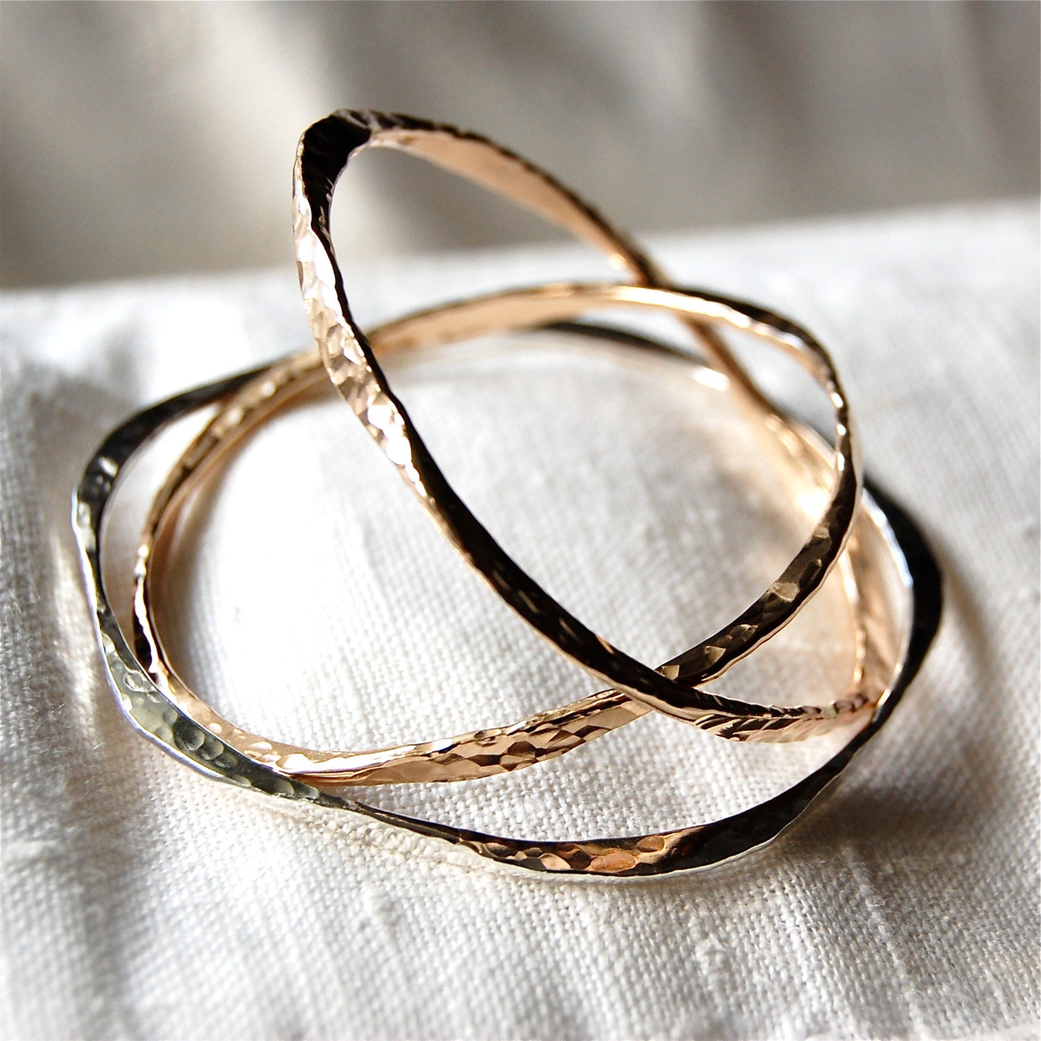 Bracciale rigido martellato - bracciale in argento - bracciale - argento sterling - bracciale rigido riempito d'oro - bracciale in argento - bracciale