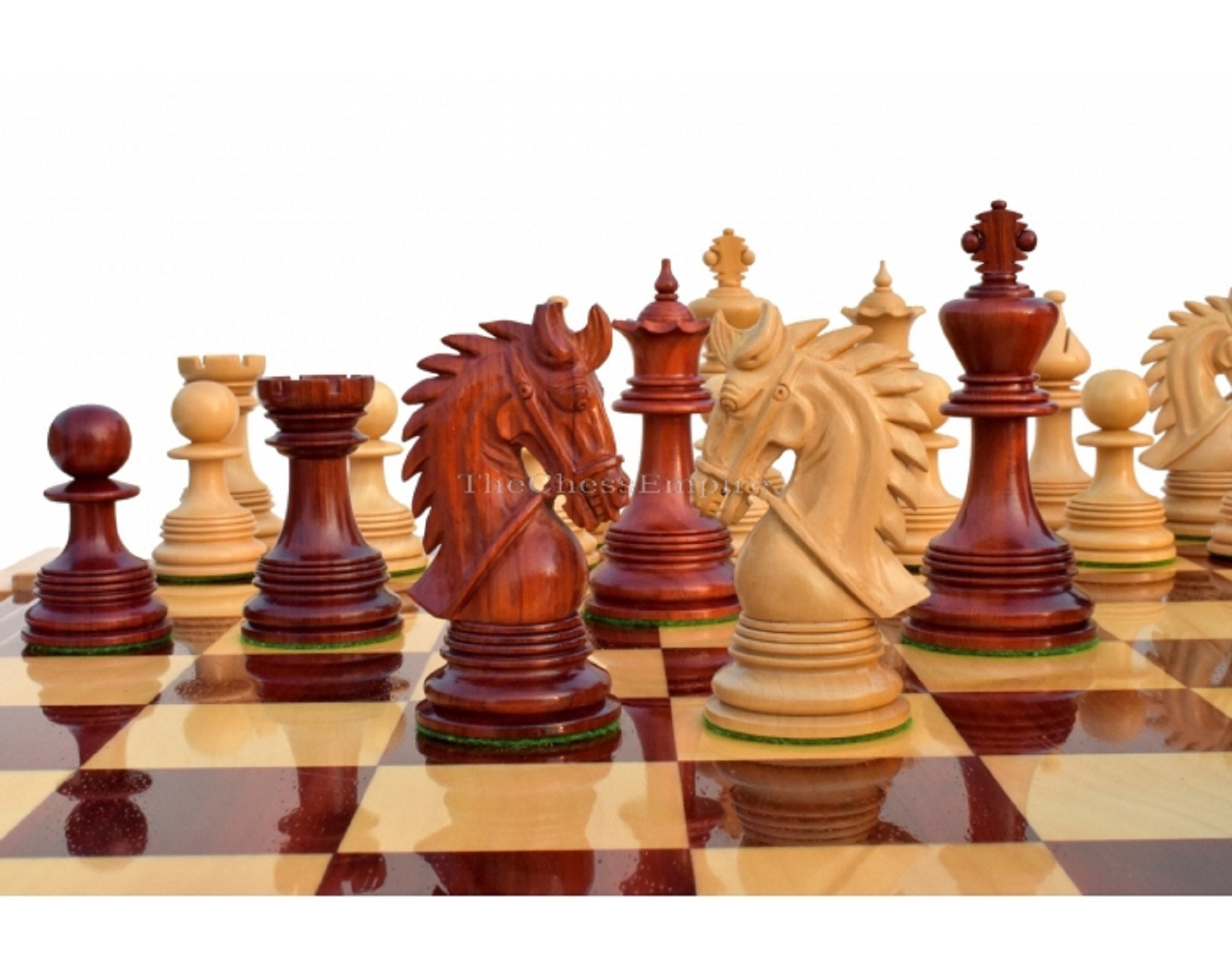 "I pezzi di scacchi di lusso Bridle Staunton Boxwood & African Padauk 4.25\" King staunton pezzi di scacchi in legno di lusso --The Chess Empire"