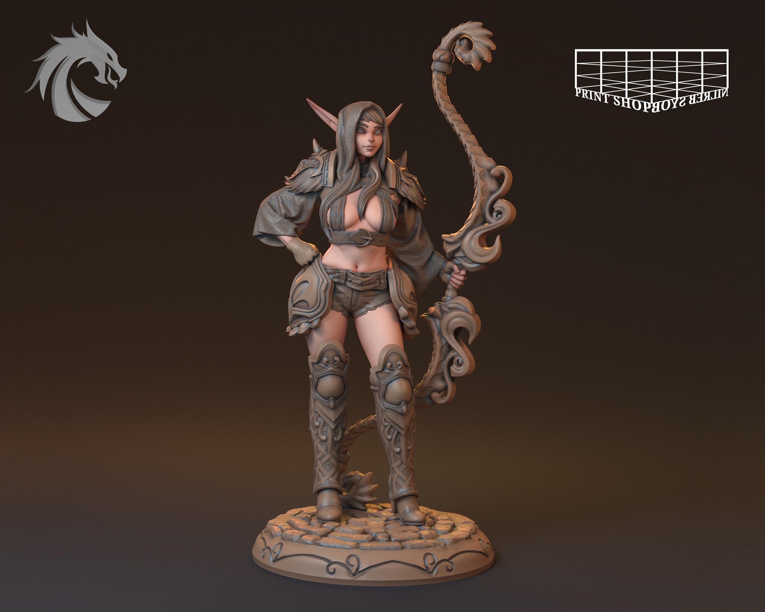 Miniature di arciere elfo della foresta | Miniature di ranger elfo femmina | per D&D 5e, Pathfinder e altri giochi di ruolo | 28 mm | 32 mm | 75 mm