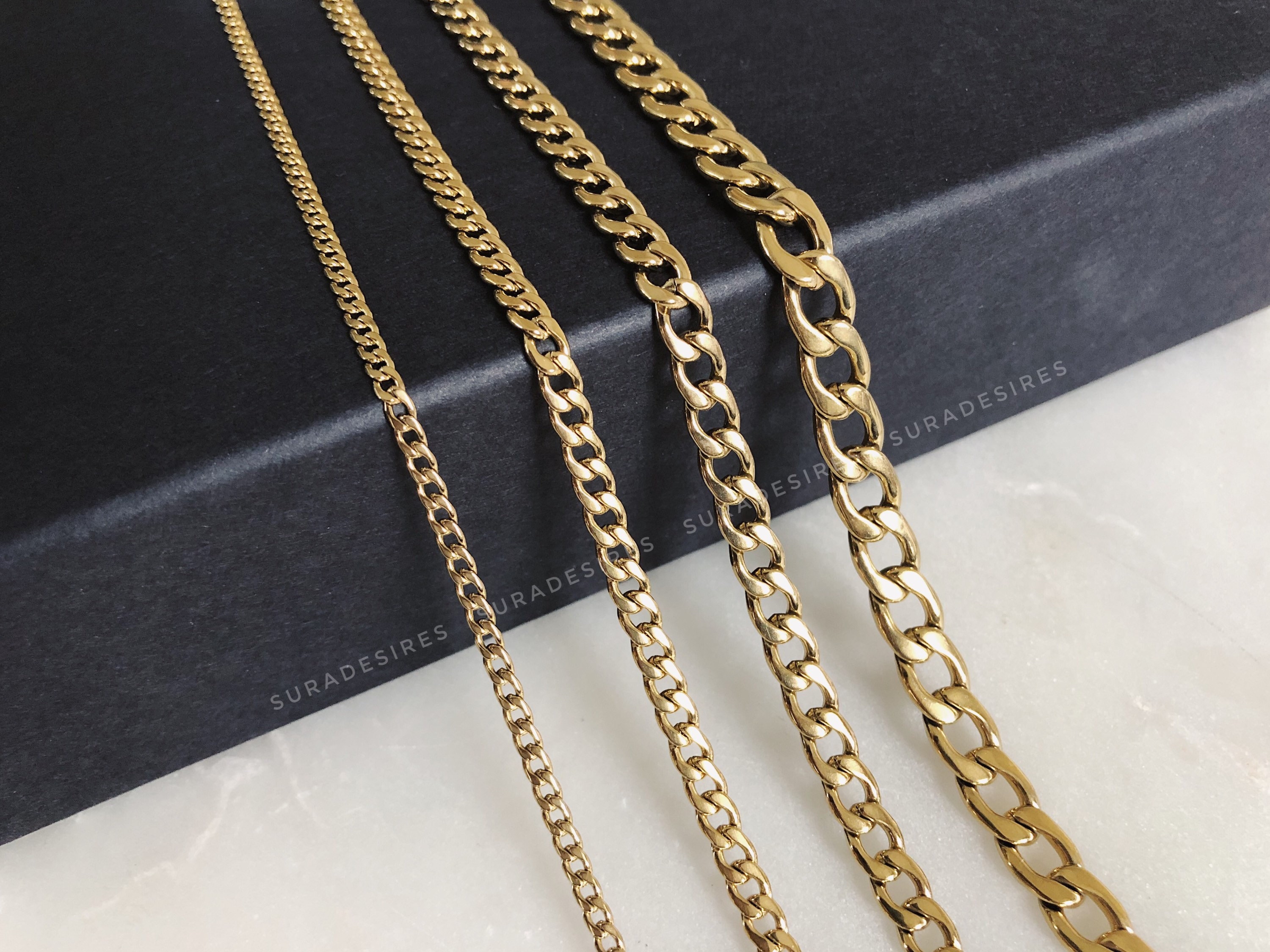 Collana a maglia cubana, 4,5 mm/6 mm/7,5 mm, catena cubana, collana cubana placcata oro 18 carati, collana a catena d'oro, catena a maglia cubana / Su
