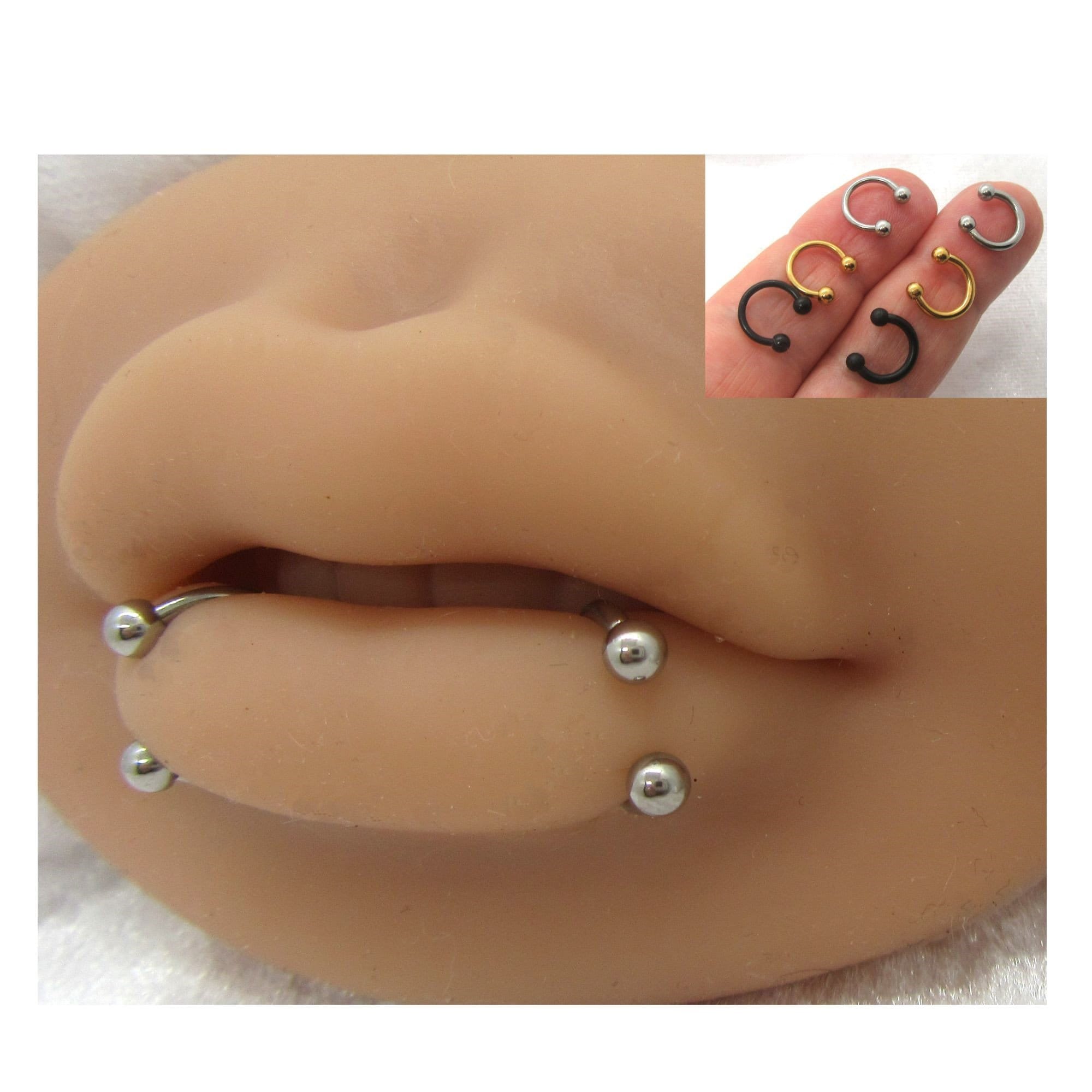 Coppia di 14G 16G Snake Bites Labret Piercing per labbra Piercing per labbra inferiori Ferri di cavallo 8 mm 10 mm Piercing per labbra Piercing per la