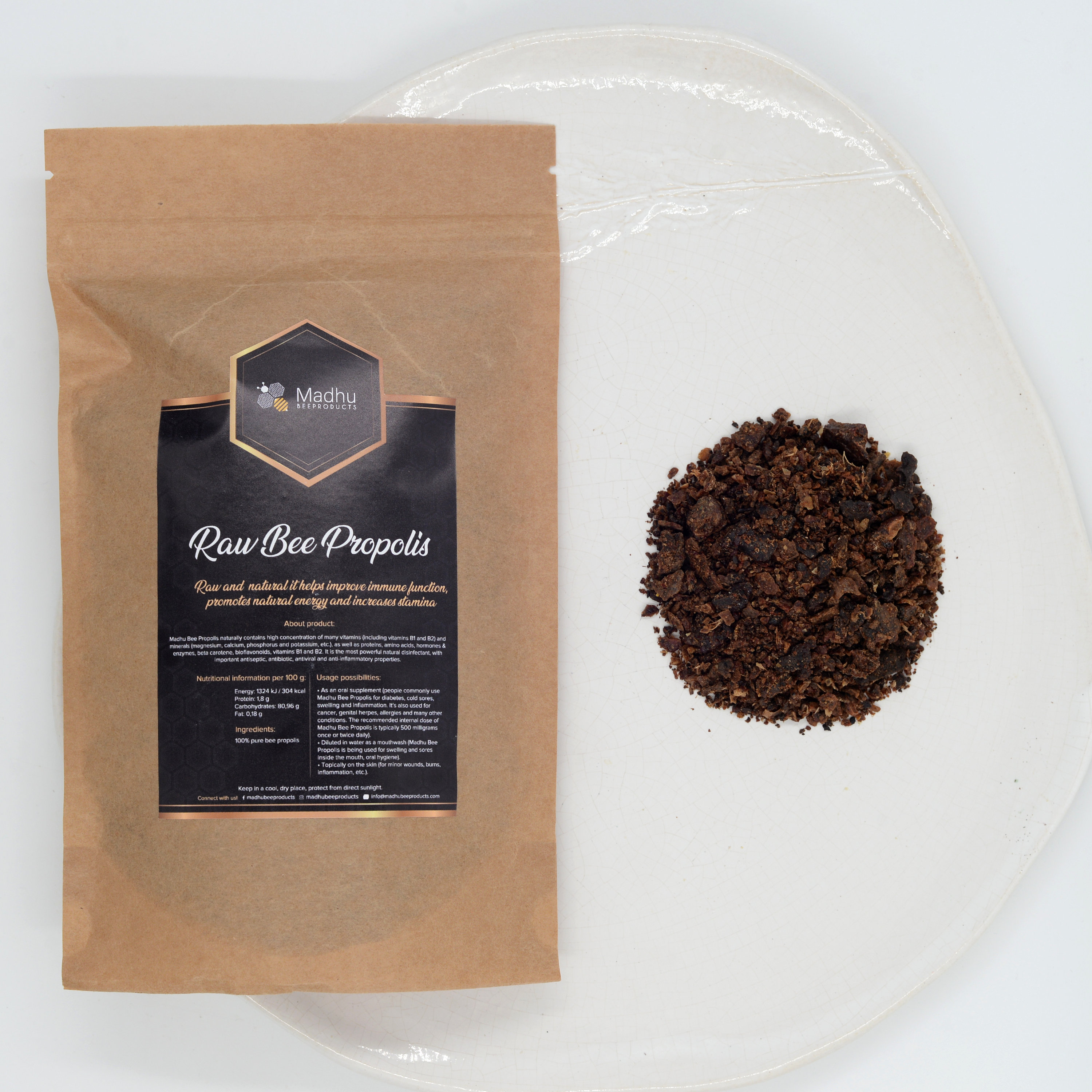 Propoli d'api grezza - Integratore biologico naturale fresco e puro prodotto dalle api mellifere direttamente dall'apicoltore della Lituania / Raccolt