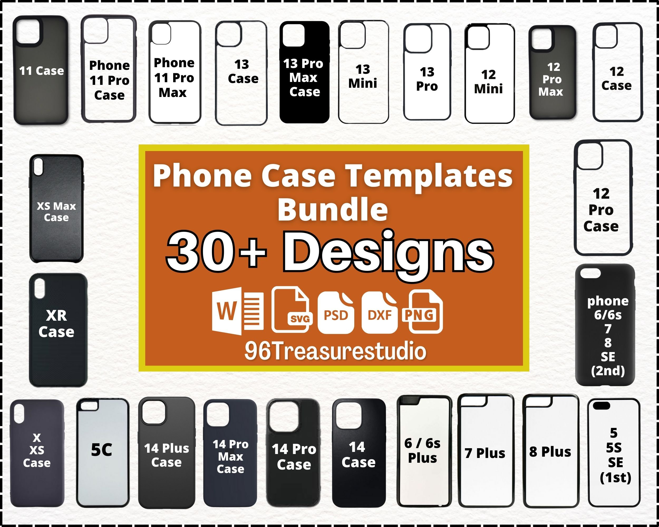 Pacchetto di modelli per custodie per telefono, modello per sublimazione di iPhone, modelli per custodie vuote per iPhone con sublimazione, modello pe