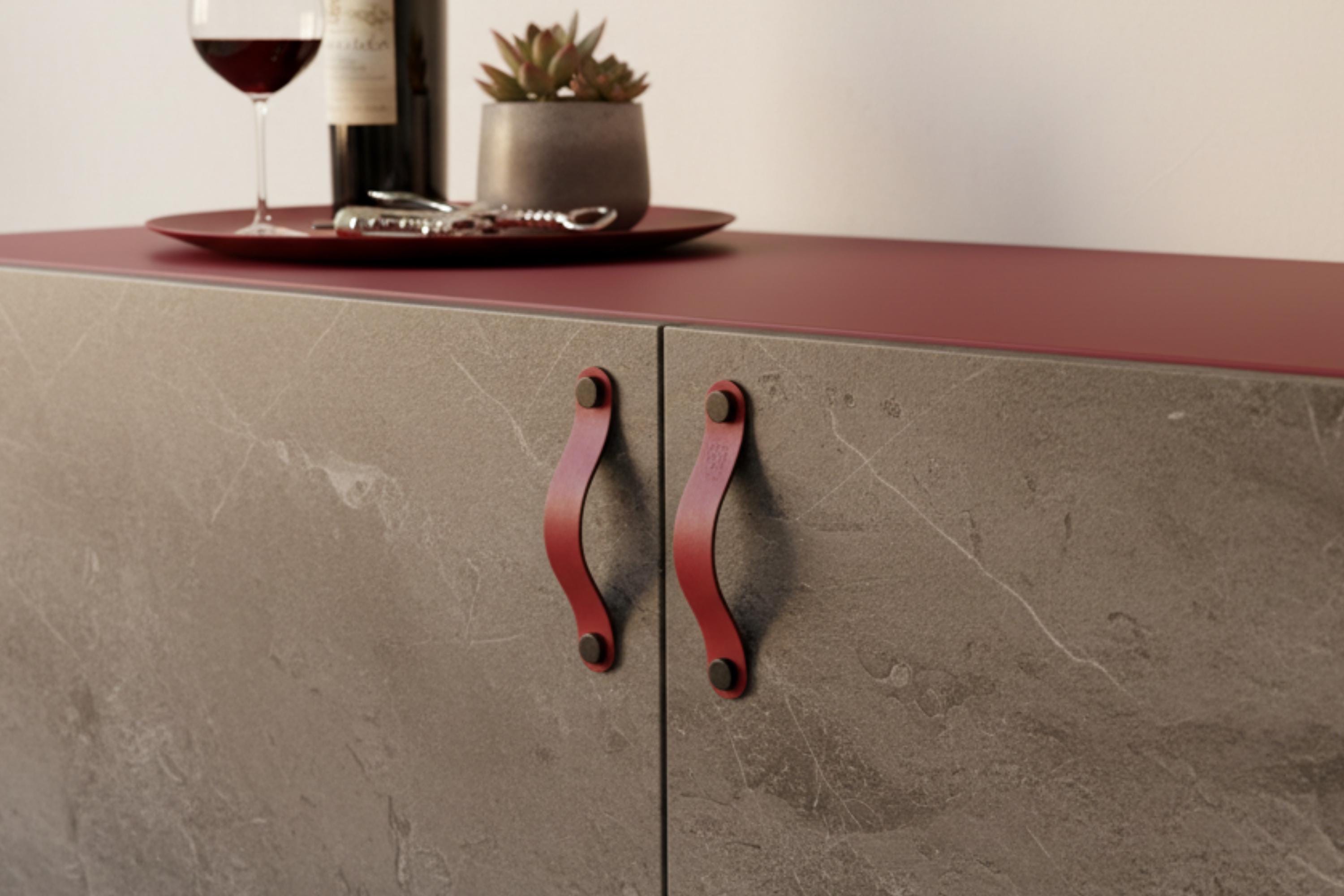 Maniglia per mobili, rosso vino; maniglia in pelle, rosso Bordeaux; maniglie per cucina; maniglie in pelle per mobili; maniglie in pelle per cucina; a