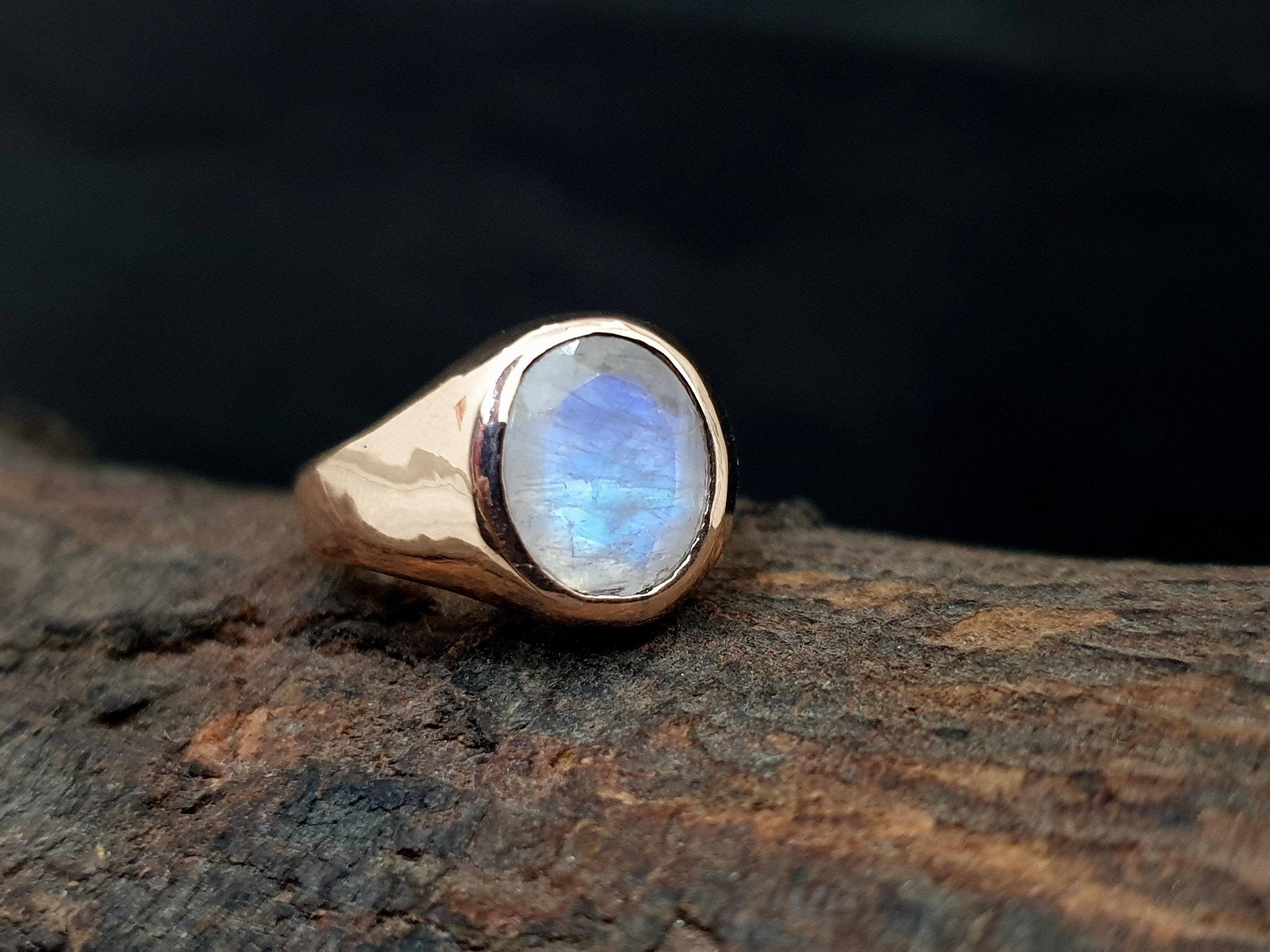 Anello con sigillo ovale in pietra di luna naturale, anello in argento sterling 925, anello regalo, anello con sigillo da uomo, anello inciso, anello